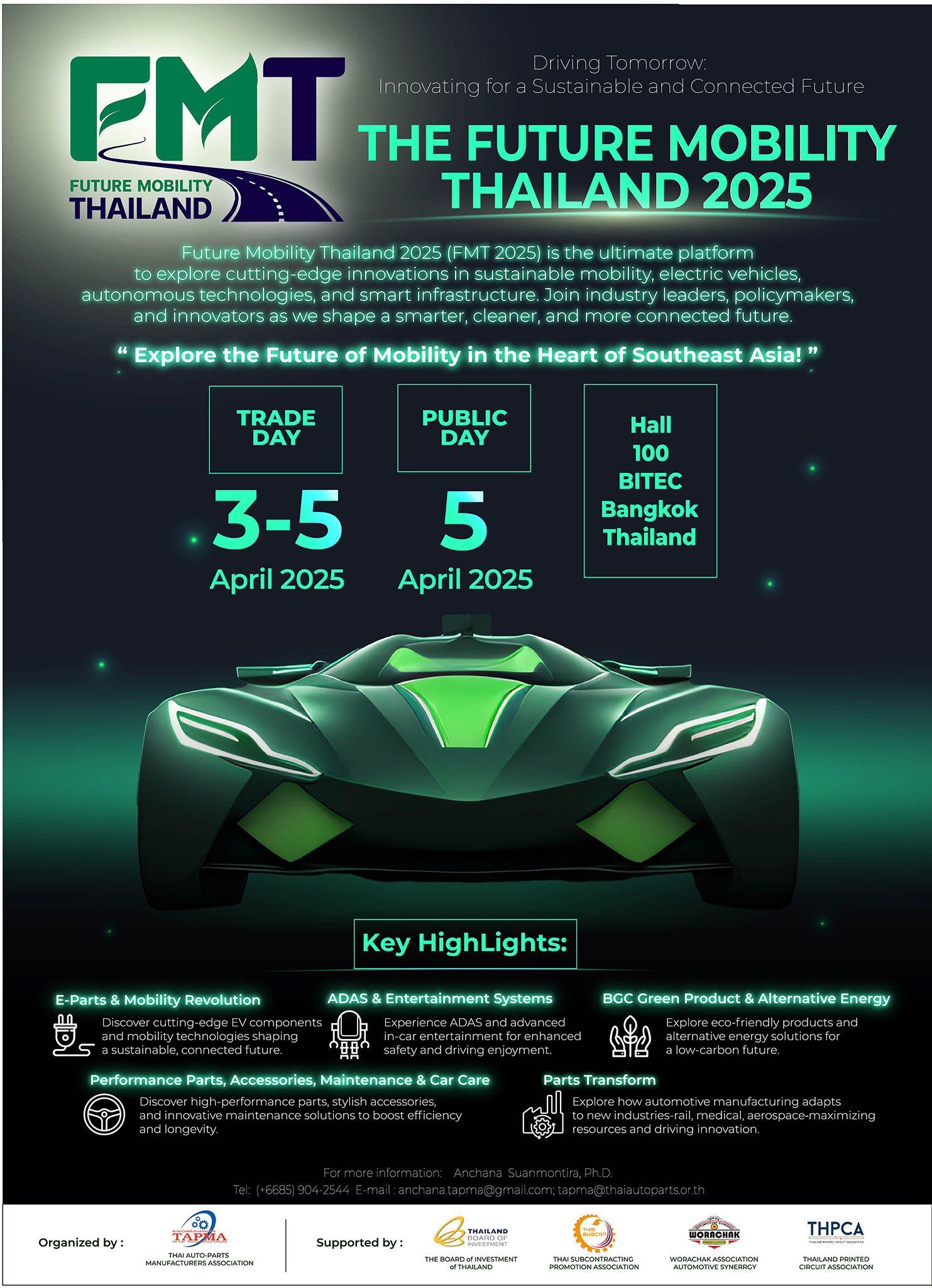 สมาคมผู้ผลิตชิ้นส่วนยานยนต์ไทย (TAPMA) แถลงข่าวเปิดตัว Future Mobility Thailand 2025 เวทีเจรจาธุรกิจระดับโลก มุ่งสู่การเป็นศูนย์กลางการผลิตยานยนต์แห่งอนาคต